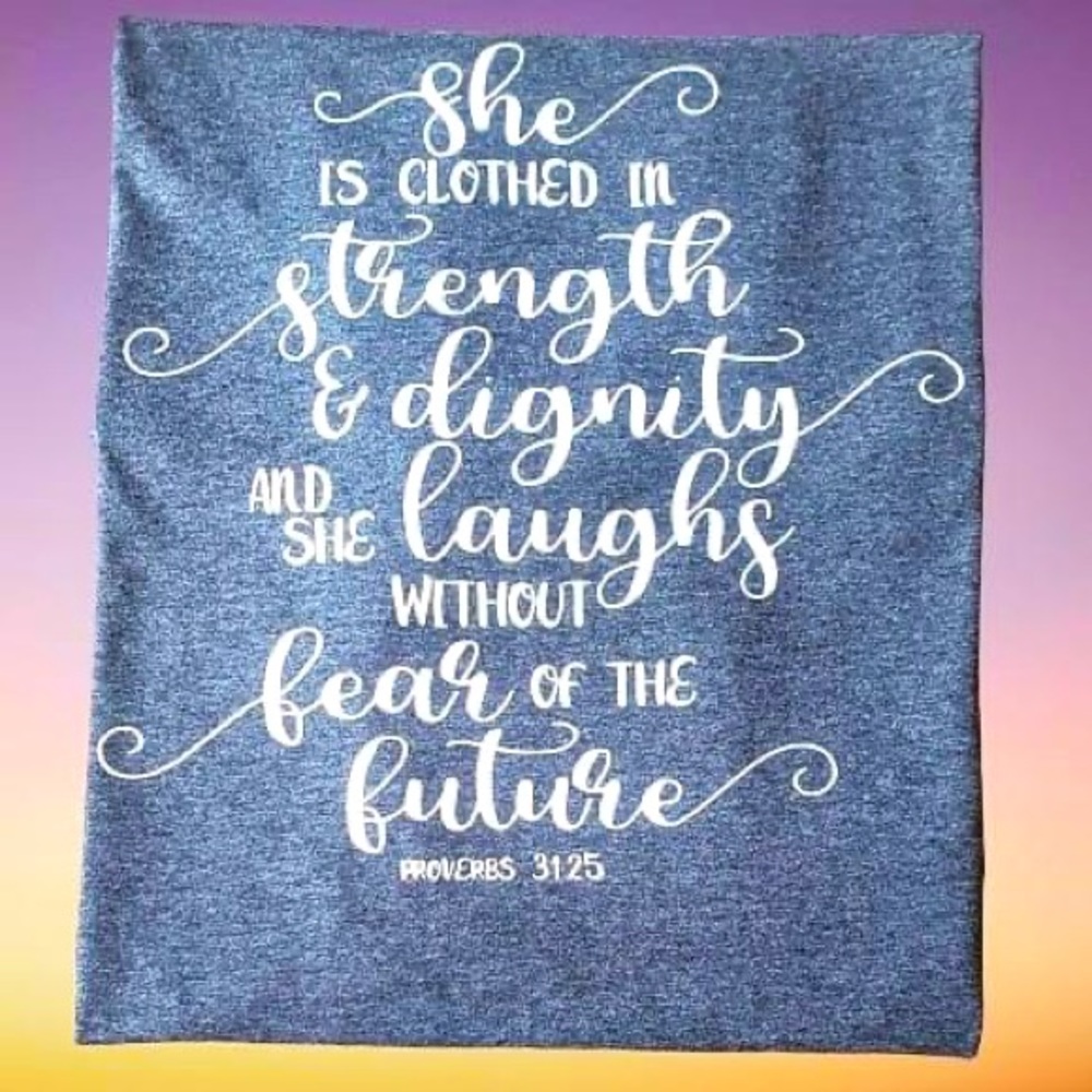 “She Is Clothed” t-shirt